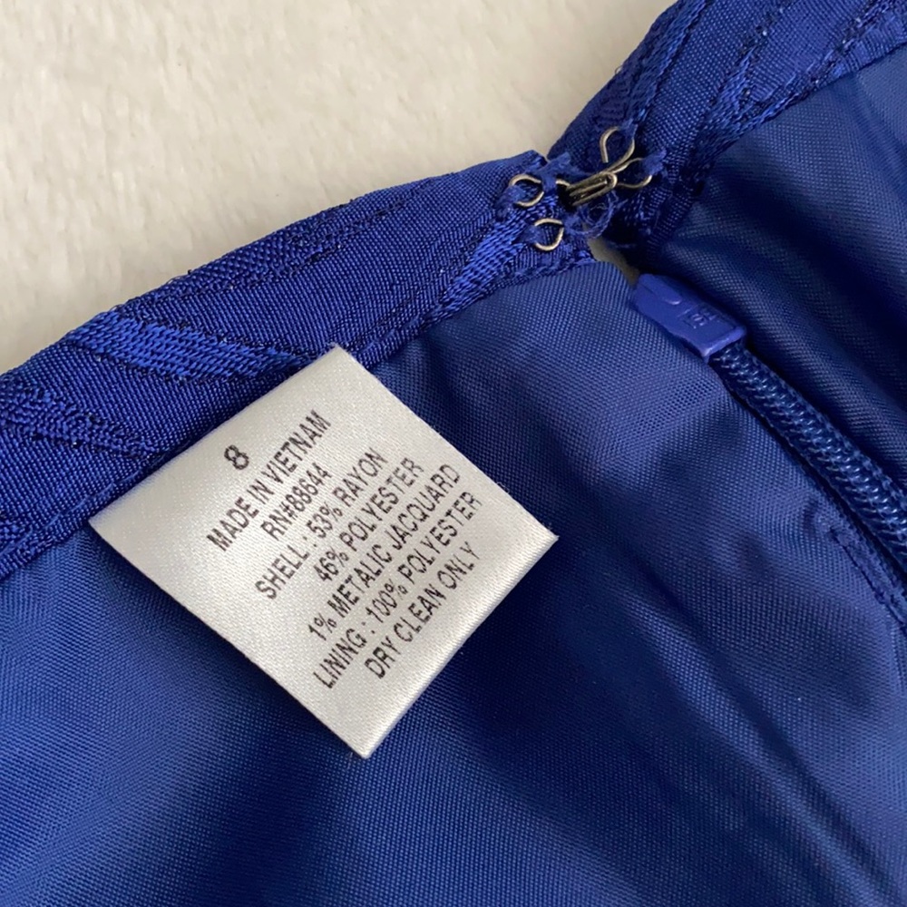 {VTG} John Meyer of Norwich | Metallic Jacquard Jacket Skirt Set Royal Blue (8) - Picture 14 of 16